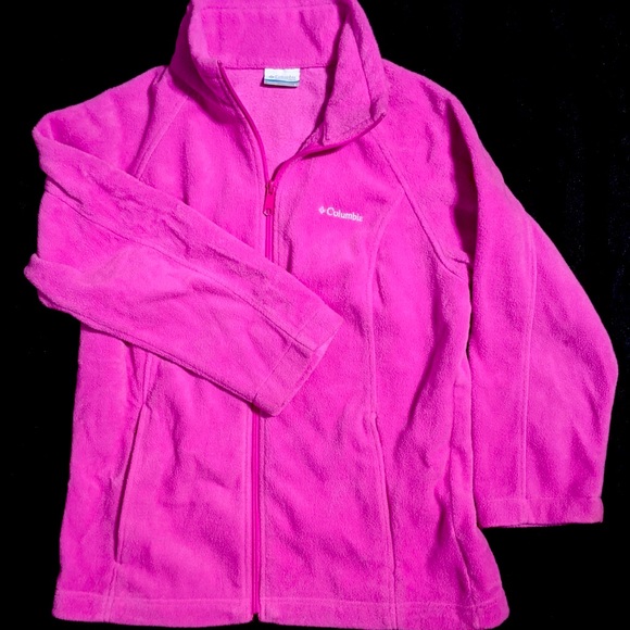 Columbia Pink Full Zip Fleece Sweater - Sz L - Picture 1 of 16